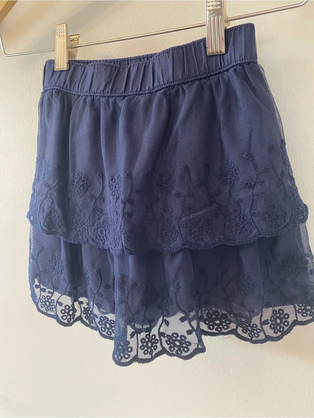Carter's Girls Navy Layered Floral Lace Skirt - back to school - size 6